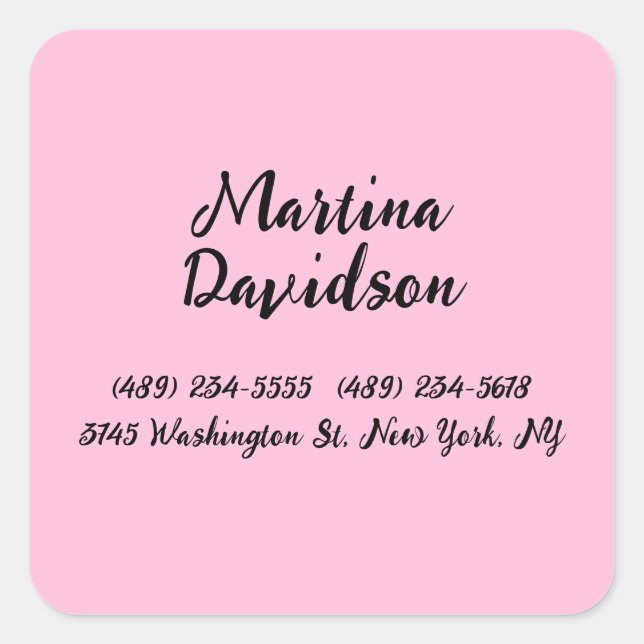 Original Einzigartig rosa Kreativkalligrafie Quadratischer Aufkleber (Vorderseite)
