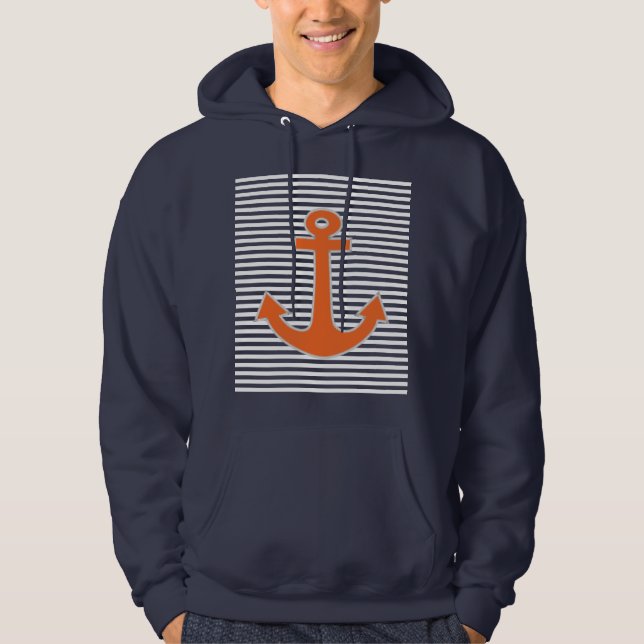 Original Embroidery Anchor Captain Nautical Hoodie (Vorderseite)