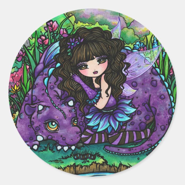Original Fairy & Dragon Fantasy Art Stickers (Vorderseite)
