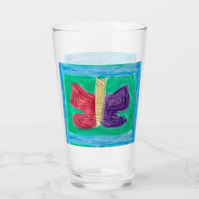 Original farbenfrohe Schmetterlinge | Zentrum | Glas (Vorderseite)