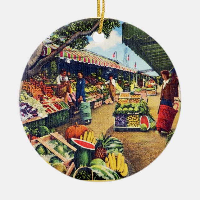 Original Farmer's Market, Hollywood, Kalifornien Keramikornament (Vorne)