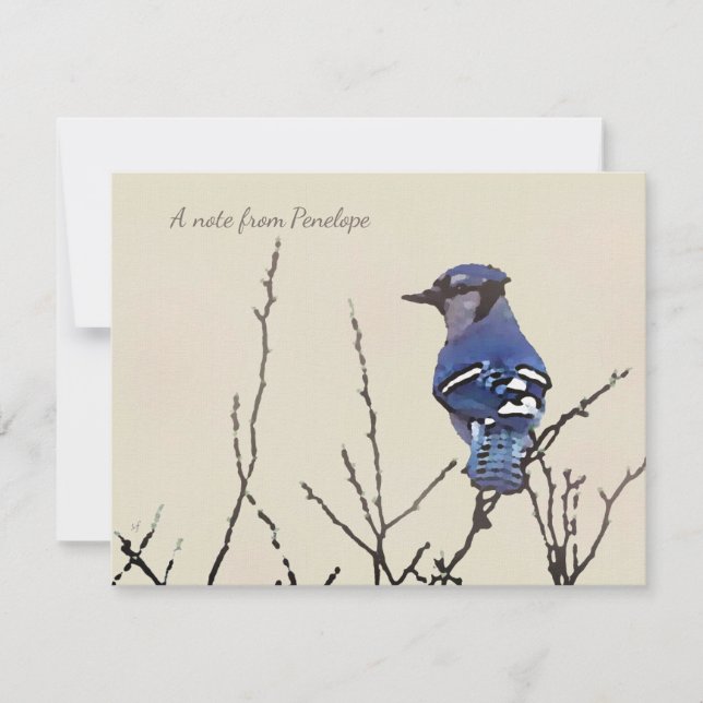 Original Fine Art Blue Jay für Vogelliebhaber Mitteilungskarte (Vorderseite)