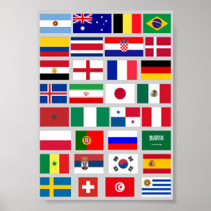 Original FOOTBALL SOCCER TEAM FLAGS 2018 Muster Poster