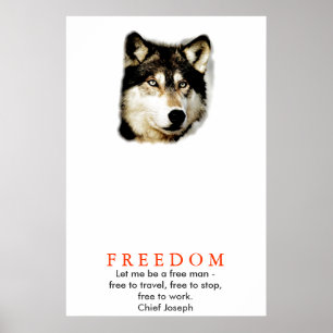 Original Freedom Motivierend Wolf Poster Print