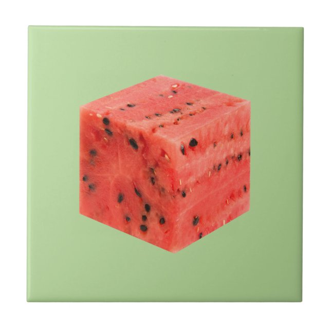 Original Fresh Sweet Red Watermelon Food Cube Fliese (Vorderseite)