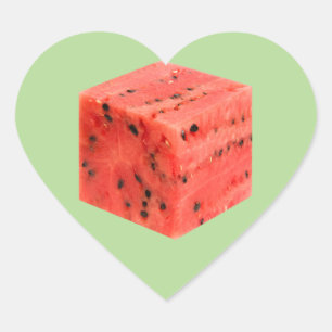 Original Fresh Sweet Red Watermelon Food Cube Herz-Aufkleber