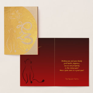 Original Gemälde Katze Vietnamesisch Neujahr 2023  Folienkarte