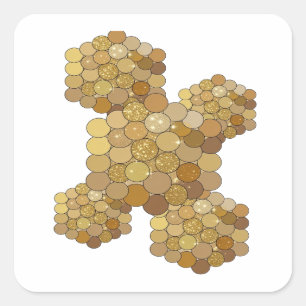 Original Gold-SPARKLE-Stickerdruck Quadratischer Aufkleber