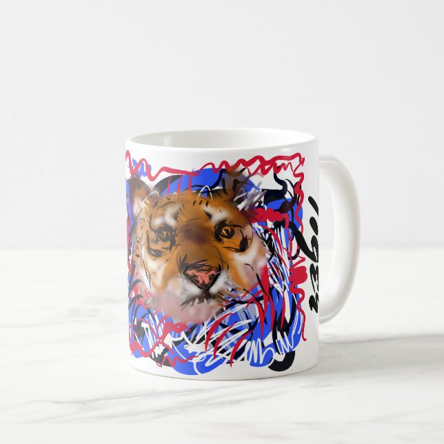 Original Graffiti Stil Tiger Chinesisch Jahr Zodia Kaffeetasse (VorderseiteRechts)