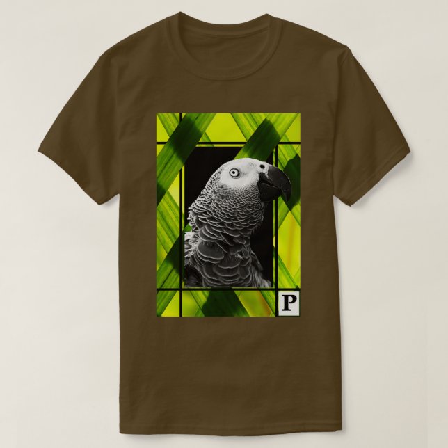Original Gray Parrot Portrait T-Shirt (Design vorne)