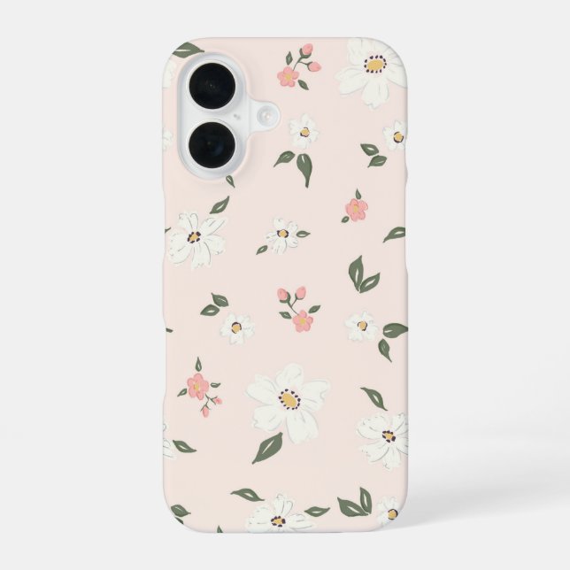 Original hand-drawn floral pattern iPhone case 16 Hülle (Rückseite)