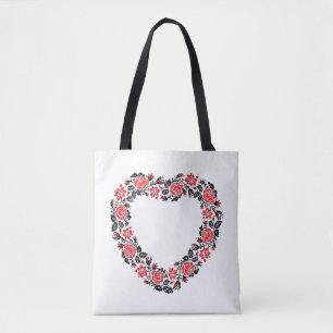 Original Heart of cross-stitch red rose flowers