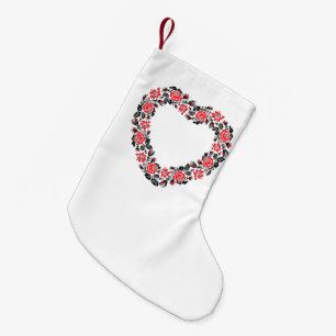 Original Heart of cross-stitch red rose flowers Kleiner Weihnachtsstrumpf