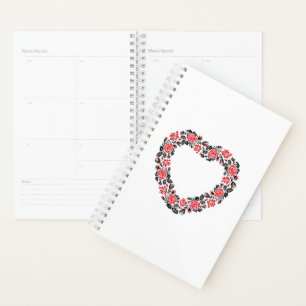 Original Heart of cross-stitch red rose flowers Planer