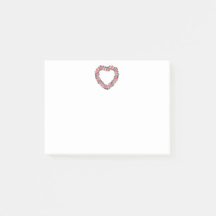 Original Heart of cross-stitch red rose flowers Post-it Klebezettel