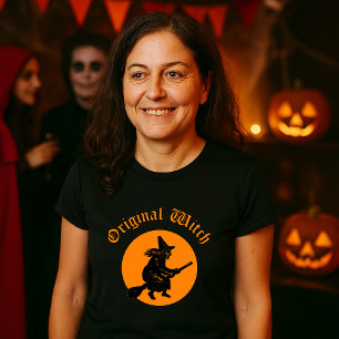 Original Hexe Retro Holzschnitt Halloween T-Shirt