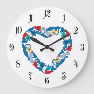 Original Hochzeit liebt Vögel im Herzen der Blume Große Wanduhr
