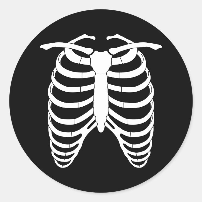 Original Horror Rib Käfig eines Skeletts Halloween Runder Aufkleber (Vorderseite)