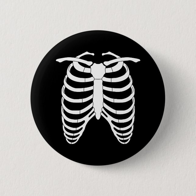 Original Horror Ribcage eines Skeletts Halloween Button (Vorderseite)