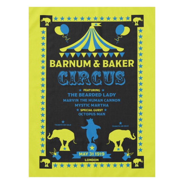 Original Jahrgänge Inspiriert Circus Art Tischdecke (Vorderseite)