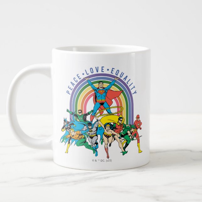 Original Justice League - Peace, Liebe, Gleichheit Jumbo-Tasse (Links)