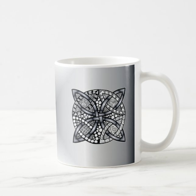 Original keltischer Knoten Silver Black Kaffeetasse (Rechts)