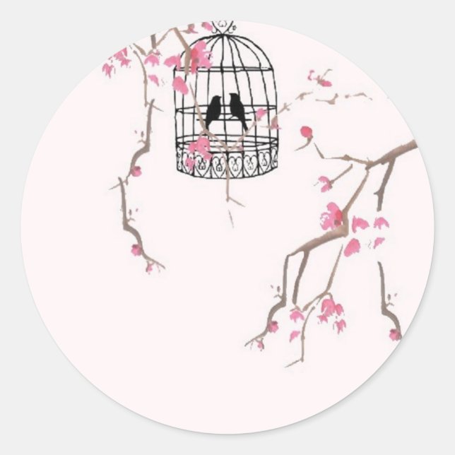 Original Kirschblütenkunst Runder Aufkleber (Vorderseite)