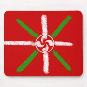 Original Kreide gezeichnet Ikurriña und Lauburu, Mousepad