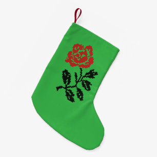 Original Kreuzstich-Blume   ROTE ROSE Kleiner Weihnachtsstrumpf