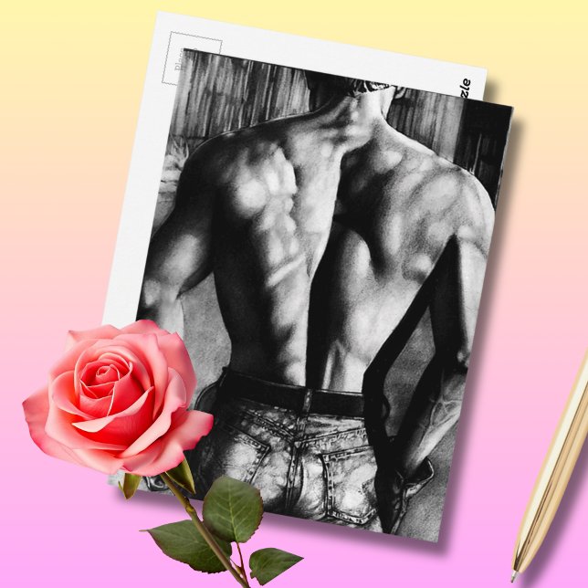 Original Kunst Bodybuilder Rücken In Engen Jeans C Postkarte (Cool Postcard!! What more could you want?)