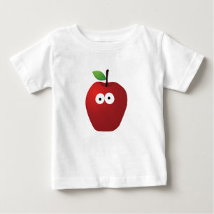 Original lustiger Cartoon Roter Apfel mit Augen Baby T-shirt