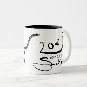 Original Malerei 2 Schlange Chinesisch Neujahr 202 Zweifarbige Tasse
