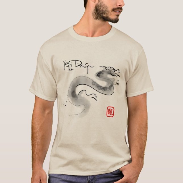 Original Malerei Chinesischer Drache Jahr Geburtst T-Shirt (Vorderseite)