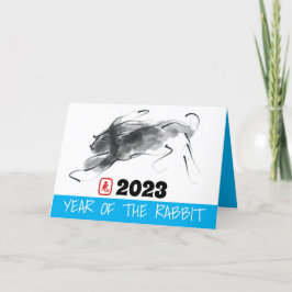 Original Malerei Chinesisches Kaninchen Jahr Gebur Feiertagskarte