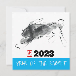 Original Malerei Chinesisches Kaninchen Jahr Gebur Karte