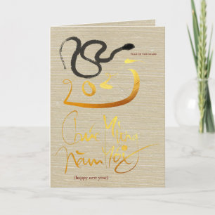 Original Malerei vietnamesische Schlange Jahr 2025 Feiertagskarte