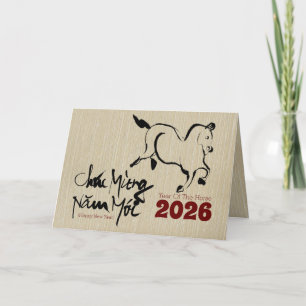 Original Malpferd Vietnamesisch Neujahr 2026 H Feiertagskarte