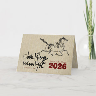 Original Malpferd Vietnamesisch Neujahr 2026 H Feiertagskarte