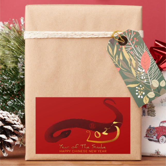 Original Malschlange Chinesischer Lunar Neues Jahr Rechteckiger Aufkleber (Feiertag)