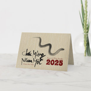 Original Malschlange vietnamesische Neujahr 2025 Feiertagskarte