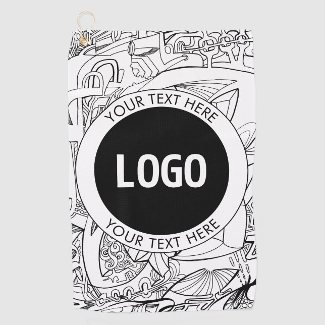 Original Modern Line Artwork & Your Logo Golfhandtuch (Vorderseite)