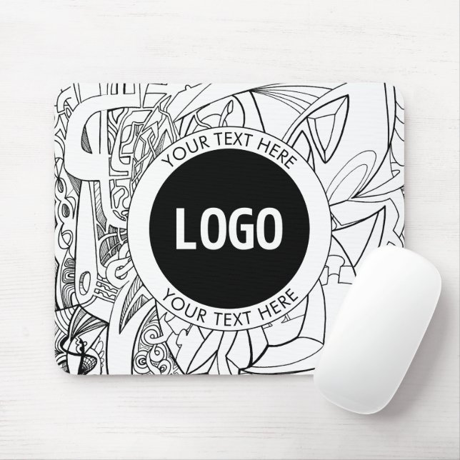 Original Modern Line Artwork & Your Logo Mousepad (Mit Mouse)