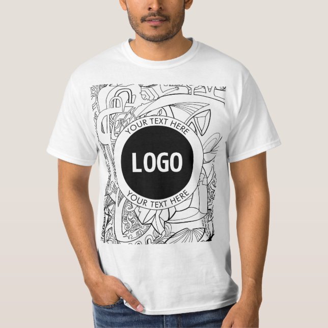 Original Modern Line Artwork & Your Logo T-Shirt (Vorderseite)