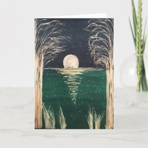 Original Moon Wasserfarbe auf der leeren Karte