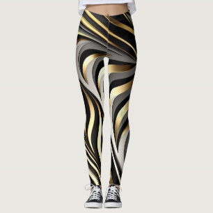 Original-Muster Schwarz, Gold und Silber Leggings