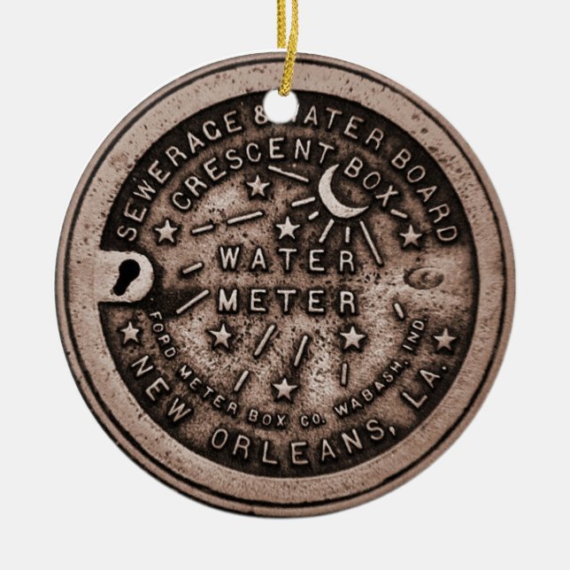 Original New Orleans Water Meter Lid Keramikornament (Vorne)