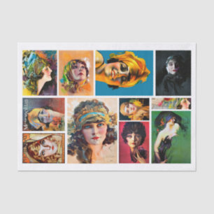Original (nicht KI) Vintag 1920 Frauen Rolf Armstr Seidenpapier