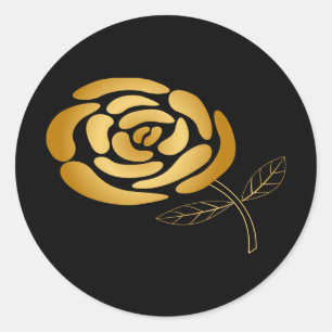 Original niedliche Goldene Rose zum Feiern Runder Aufkleber