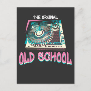 Original Old School Plattenspieler Vinyl DJ Musik Postkarte