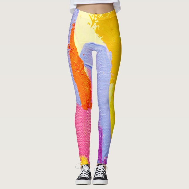 Original Ölgemälde: farbenfroh Abstrakt Leggings (Vorderseite)